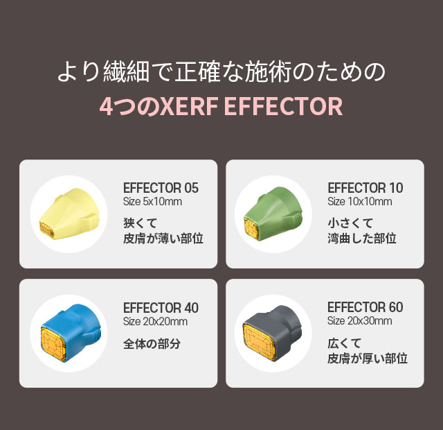 より繊細で正確な施術のための4つのXERF EFFECTOR